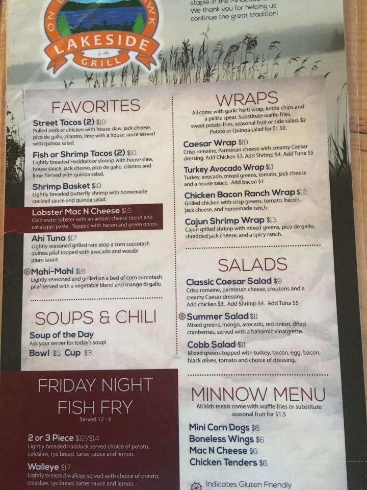 Lakeside Bar & Restaurant - Minocqua, WI menu_pic