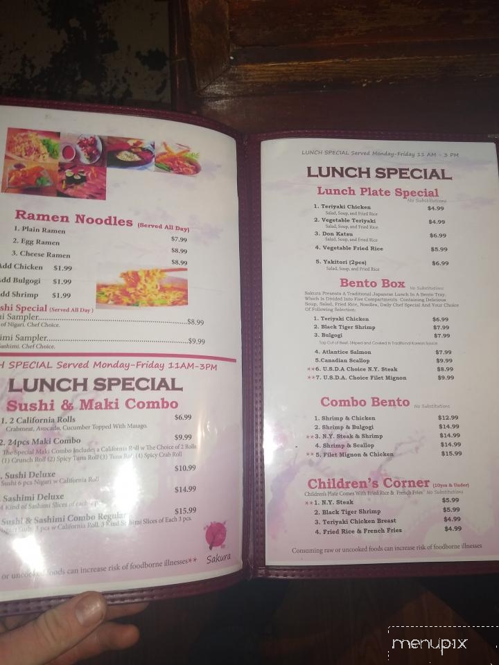 Sakura Japanese Steakhouse - Clarksville, TN menu_pic
