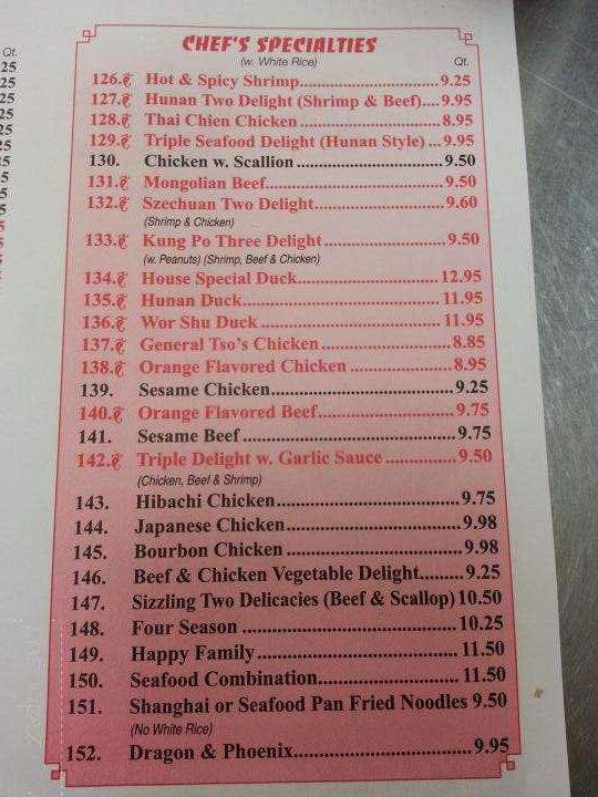 Number One Chinese Restaurant - Oneida, NY menu_pic