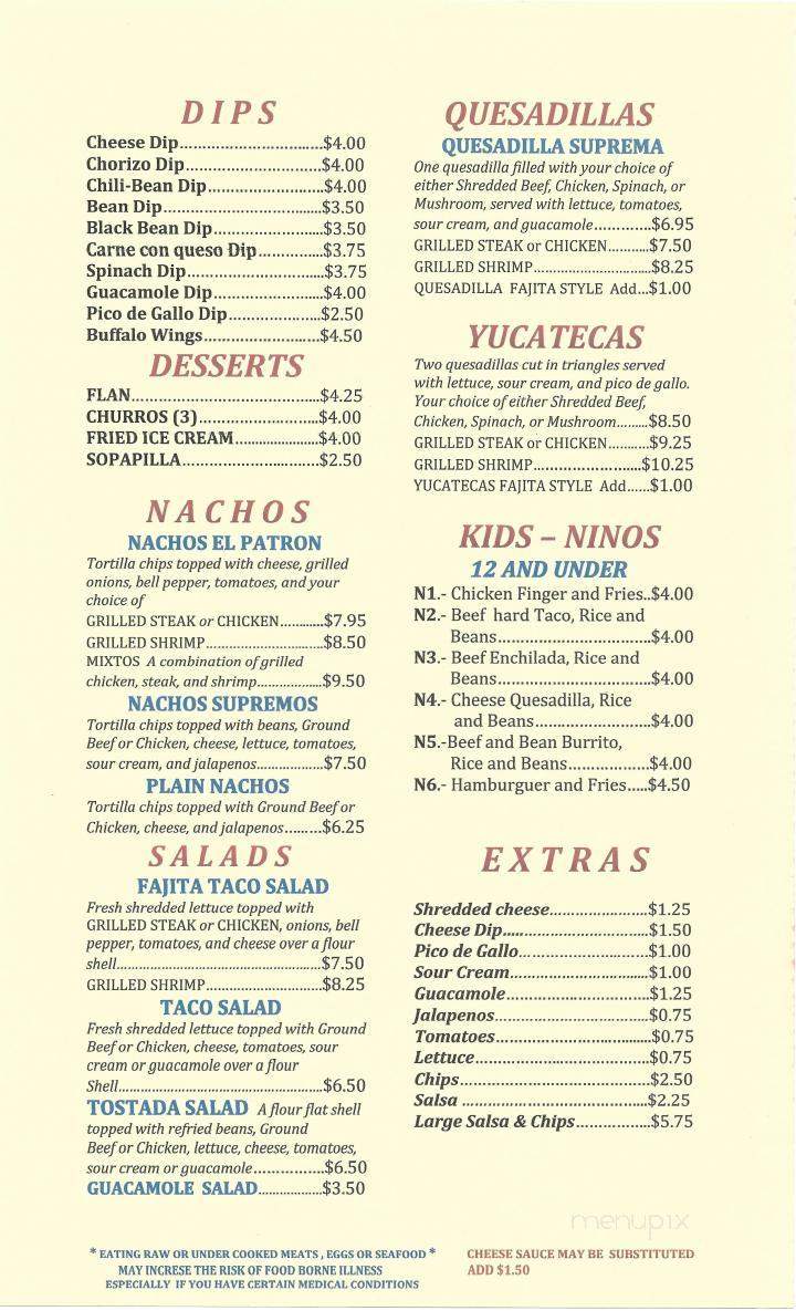 El Patron Bar & Grill - Helena, AL menu_pic