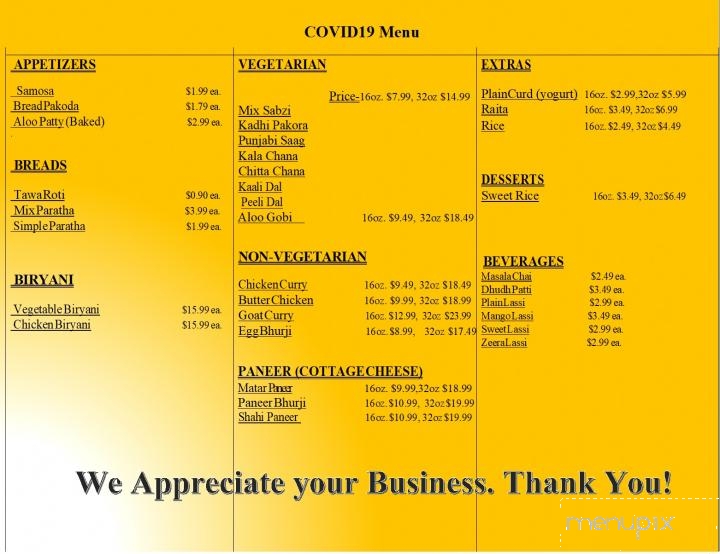 Vega Truck Stop & Punjabi Dhaba - Vega, TX menu_pic