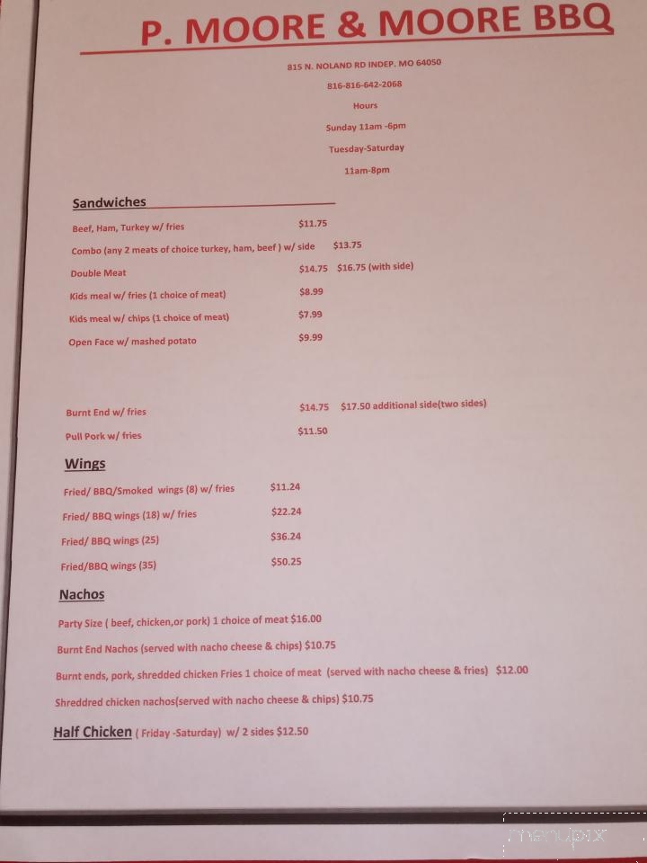 P Moore & Moore BBQ - Kansas City, MO menu_pic