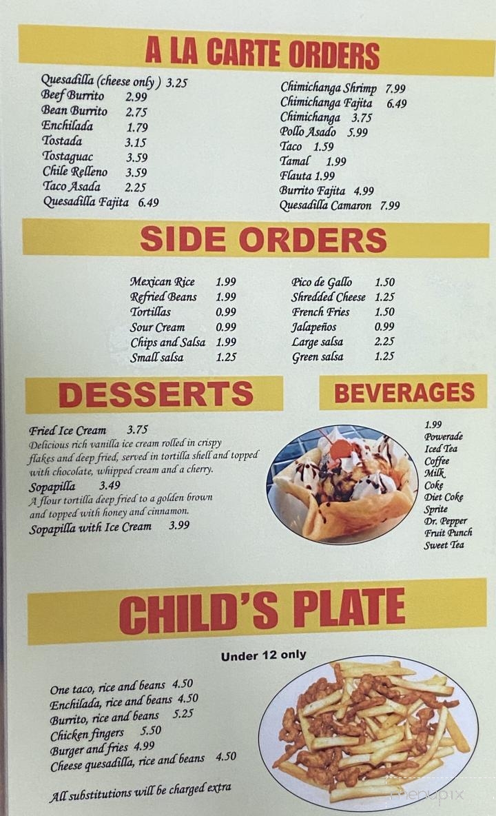 La Rosita Mexican Restaurant - Center Ridge, AR menu_pic