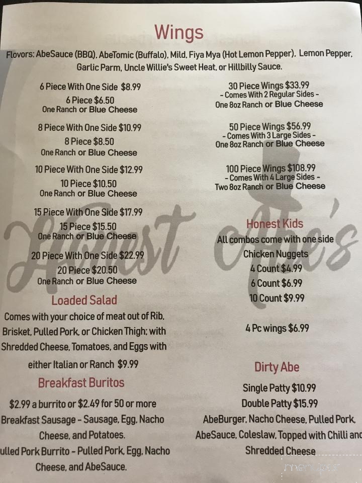 Honest Abe's Barbecue - Houma, LA menu_pic