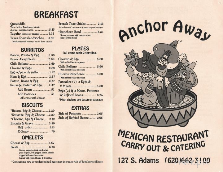 Anchor Away - Hutchinson, KS menu_pic