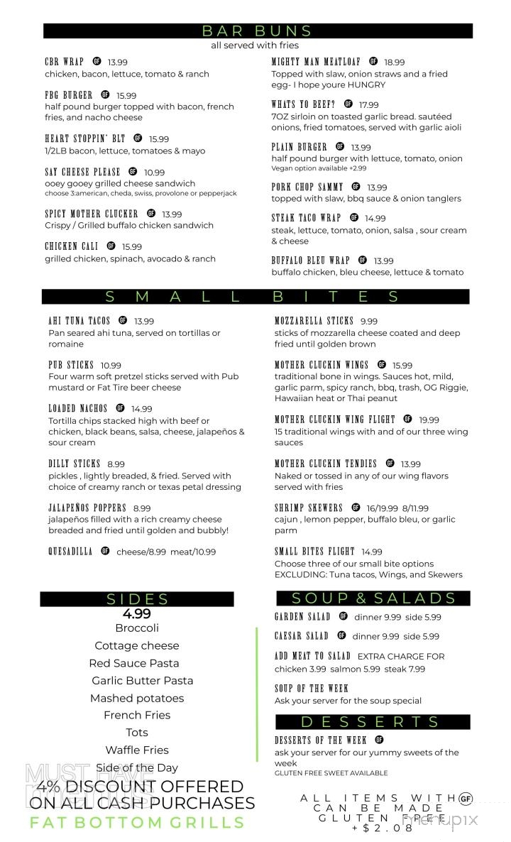 Fat Bottom Grills - Chittenango, NY menu_pic