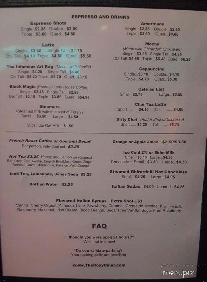 The Roxy - Portland, OR menu_pic
