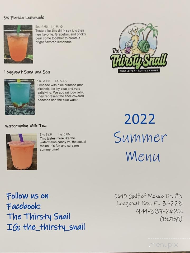 The Thirsty Snail - Longboat Key, FL menu_pic