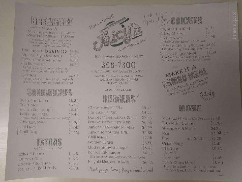 Juicy's Giant Hamburgers - Sparks, NV menu_pic