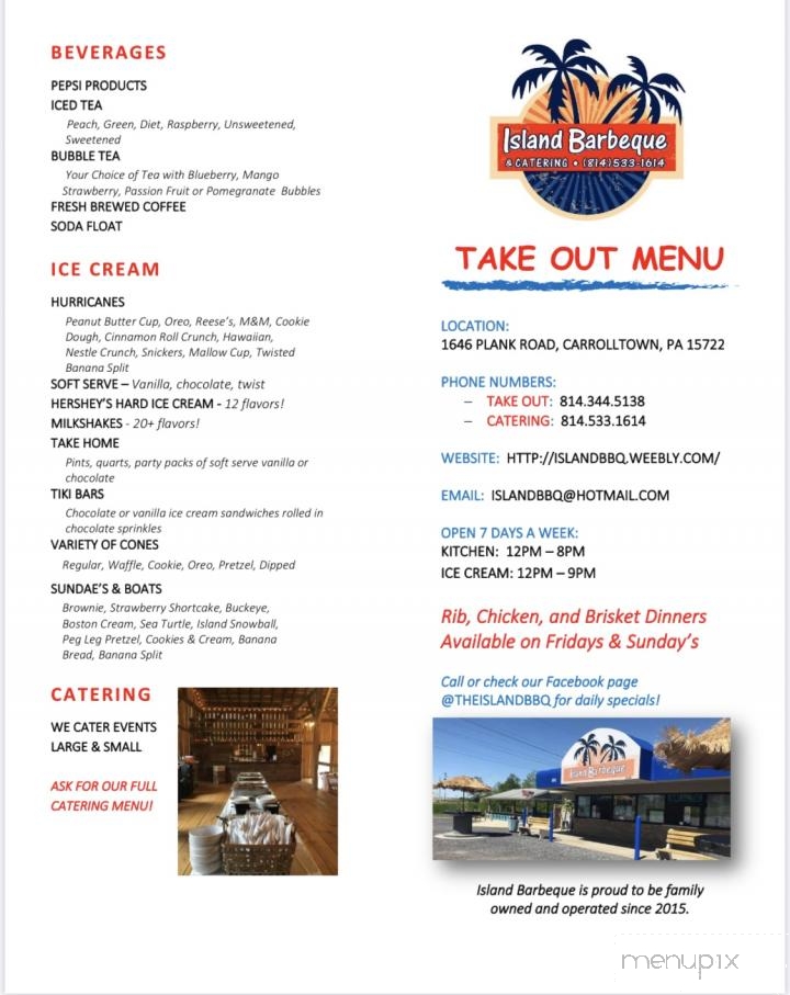 Island Barbeque - Carrolltown, PA menu_pic