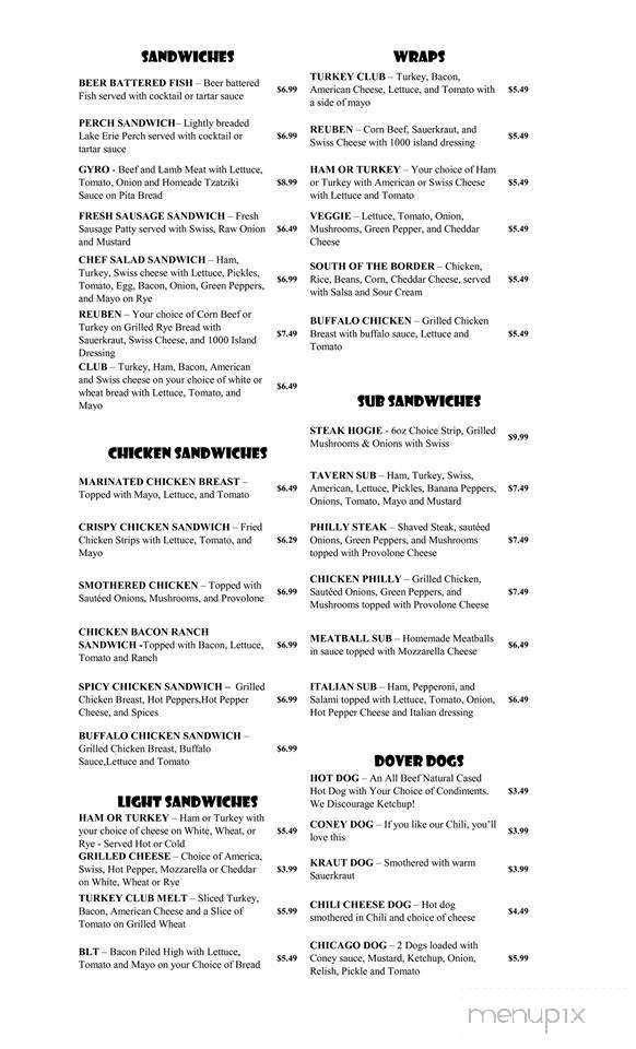 Krocker's Bar & Grille - Dover, OH menu_pic
