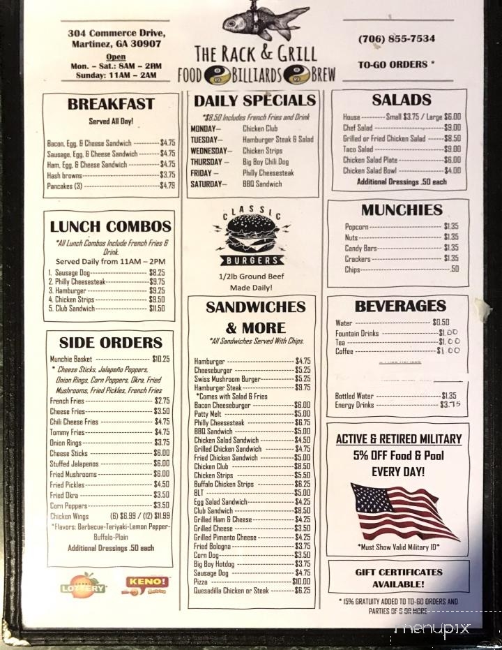 Rack & Grill - Augusta, GA menu_pic