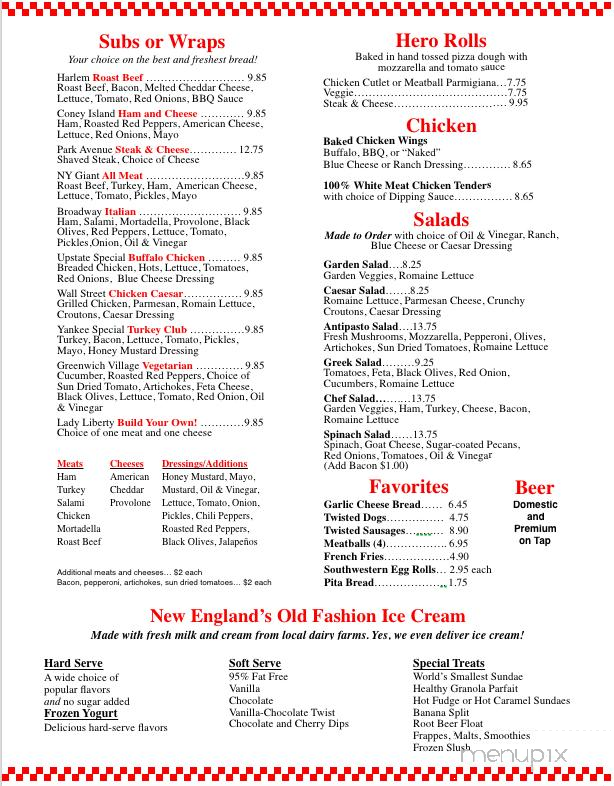 TWISTED Pizza Subs and Ice Cream - Provincetown, MA menu_pic