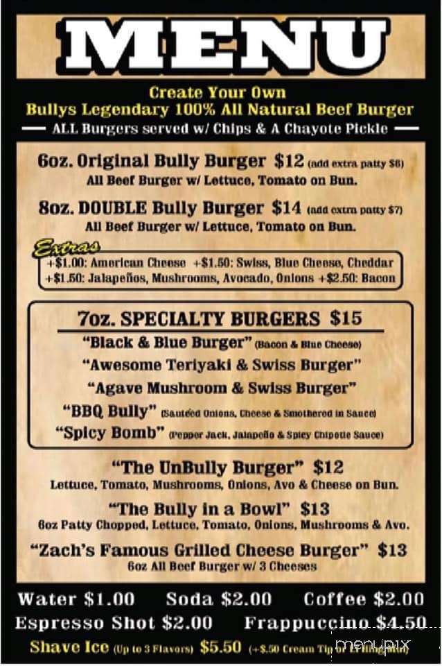 Bully's Burgers - Kula, HI menu_pic