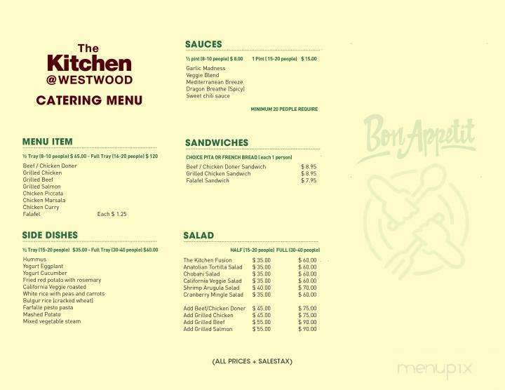 The Kitchen at Westwood - Los Angeles, CA menu_pic