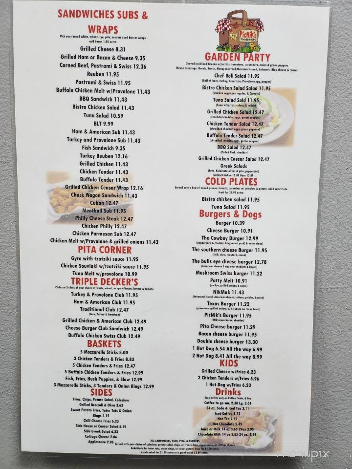 PicNik's - Mooresville, NC menu_pic