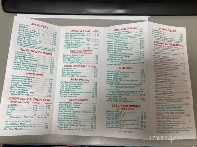 New Golden Village Chinese Take-Out Restaurant - Smithville, ON menu_pic