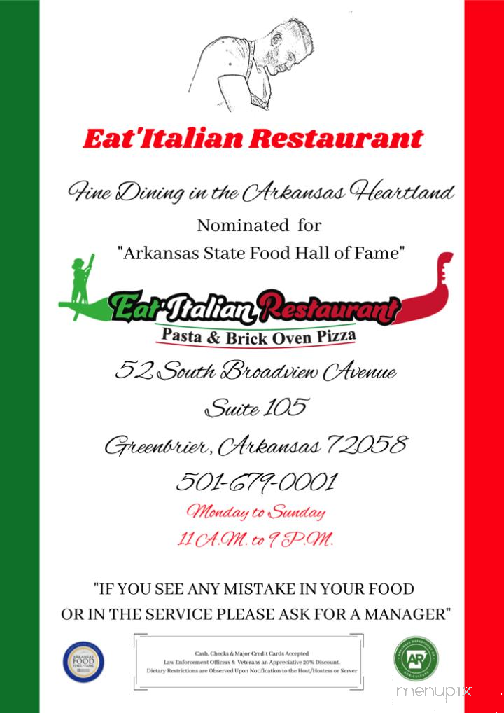 Eat Italian Restaurant - Greenbrier, AR menu_pic