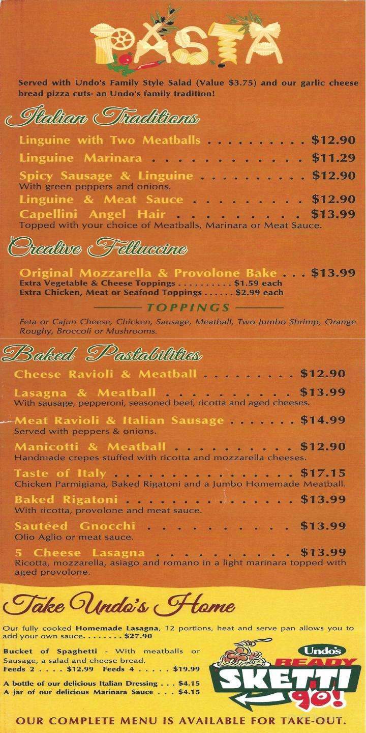 Undo's Sport's Bar - Elm Grove - Wheeling, WV menu_pic