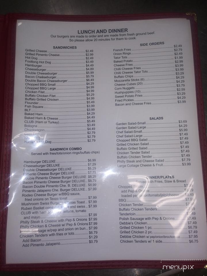 Debbie's Dairy Freeze - Yadkinville, NC menu_pic
