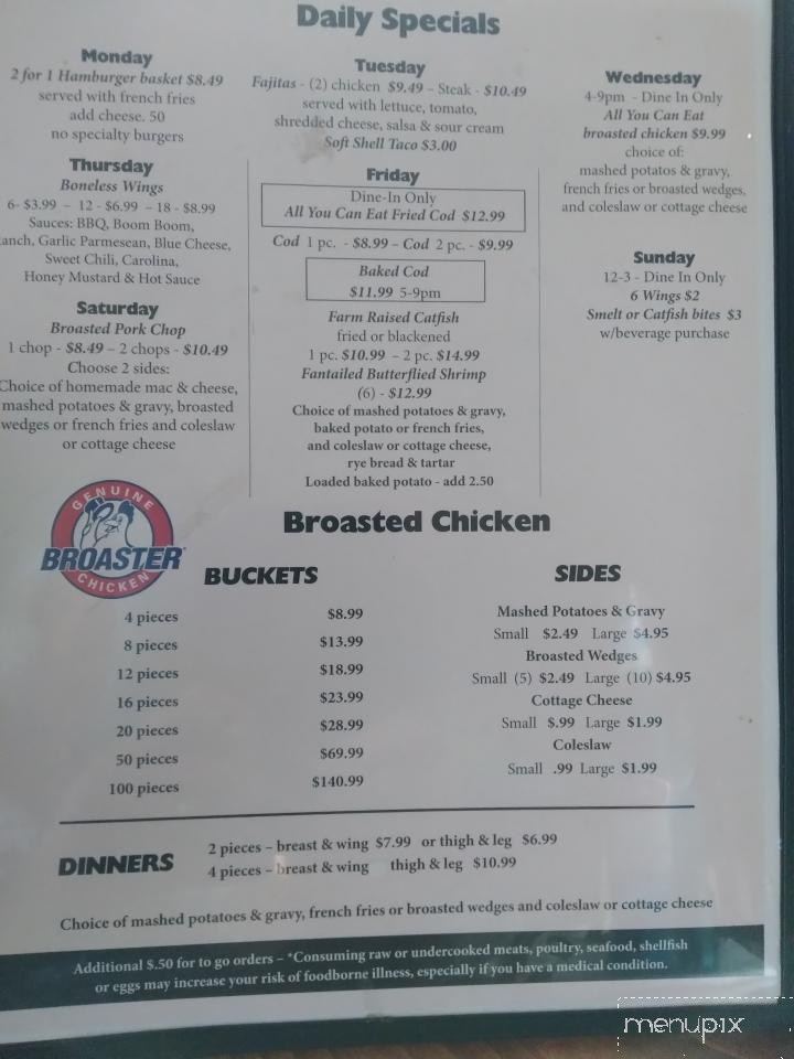 Stables Bar & Grill - Orfordville, WI menu_pic