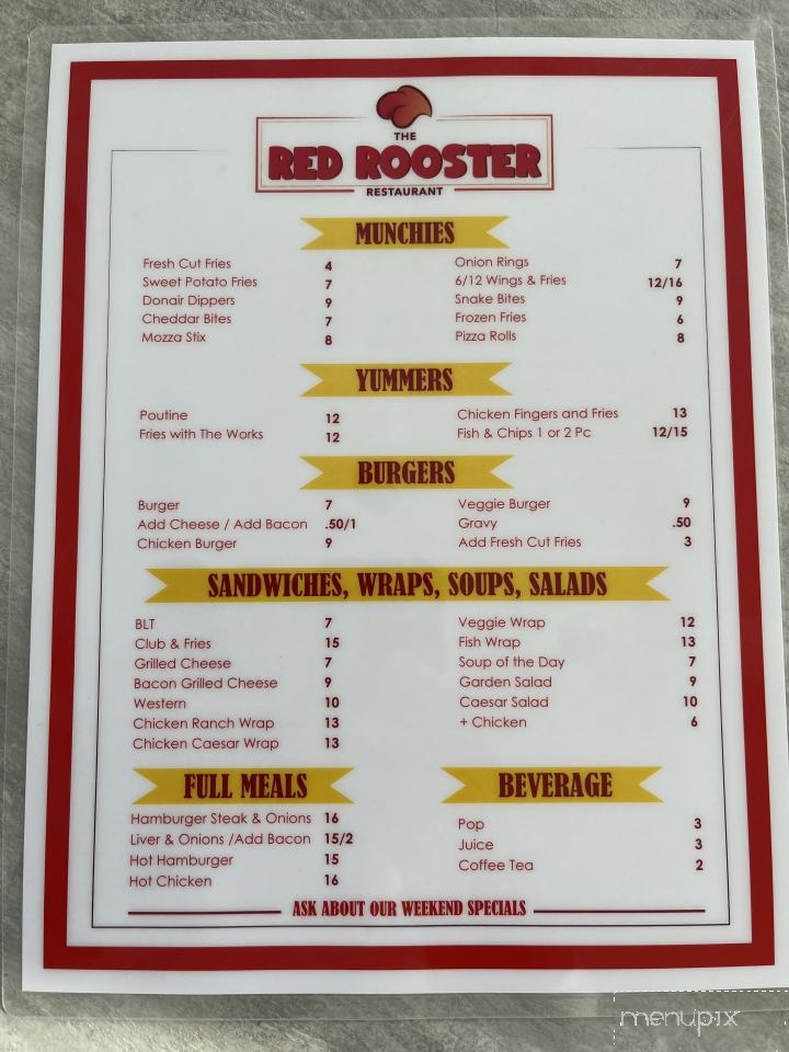 Red Rooster Restaurant - Crapaud, PE menu_pic