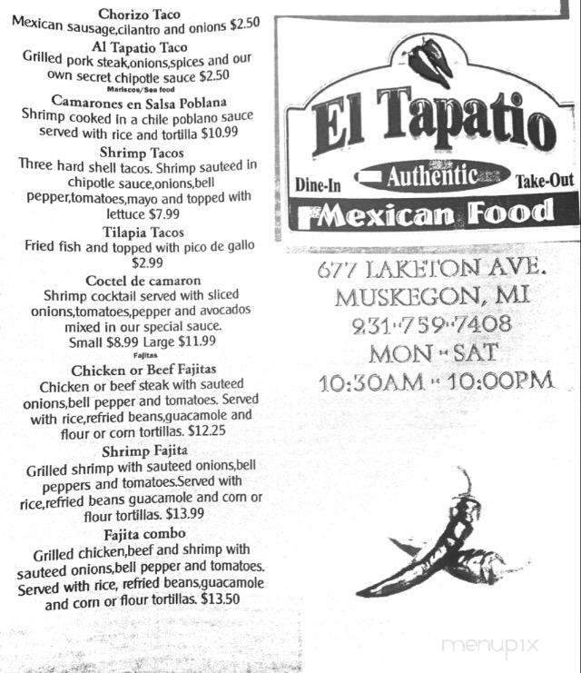 El Tapatio - Muskegon, MI menu_pic