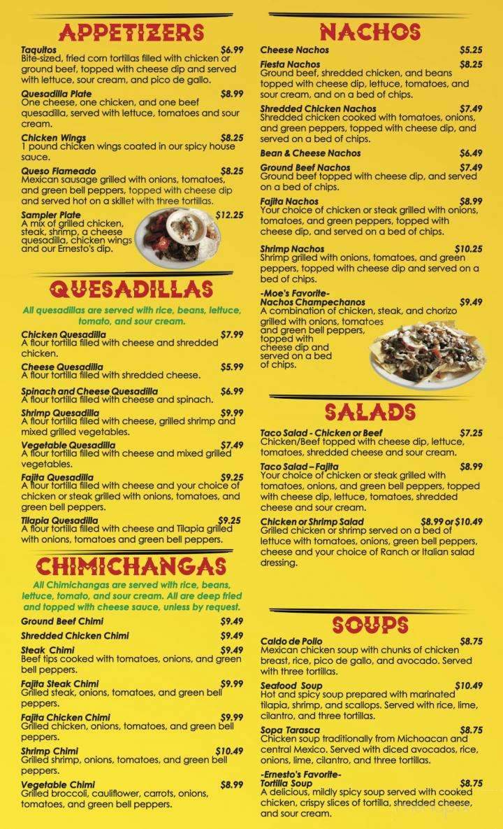 Ernesto's - Washington, MO menu_pic