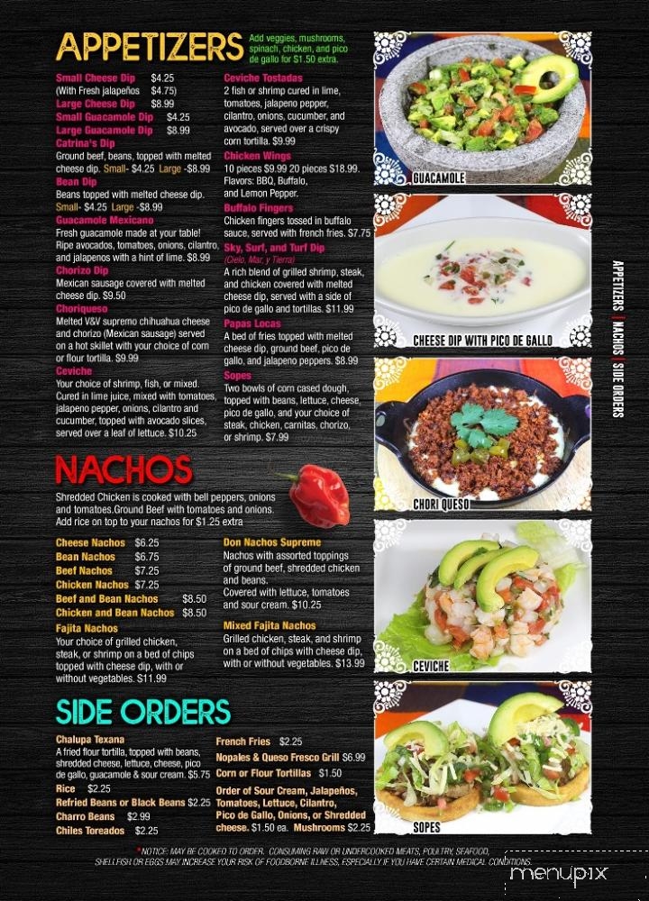 Catrinas Mexican Bar & Grill - Gainesville, GA menu_pic