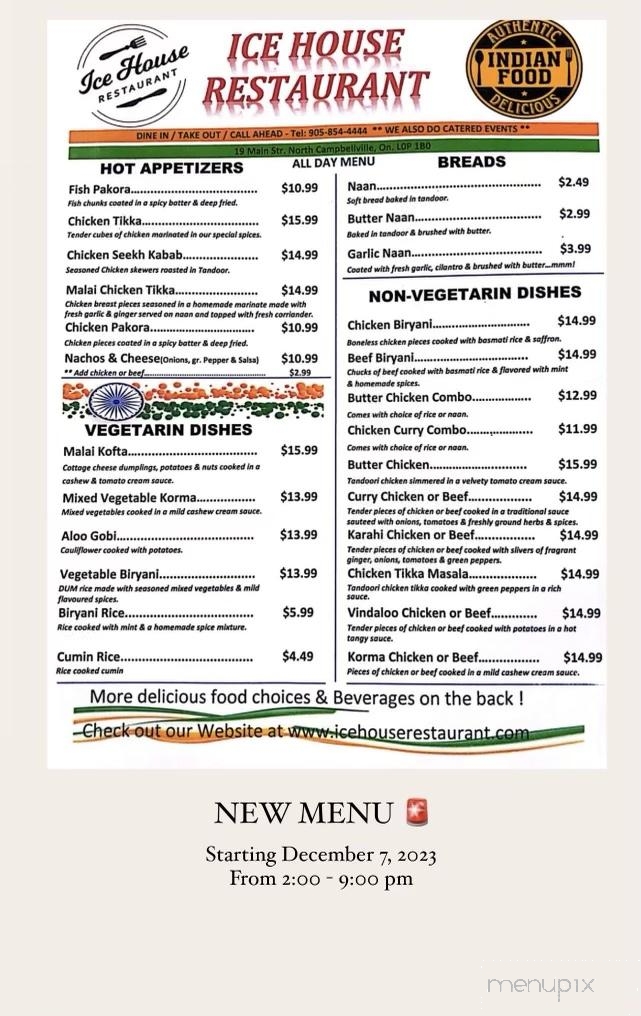 Ice House Restaurant - Campbellville, ON menu_pic