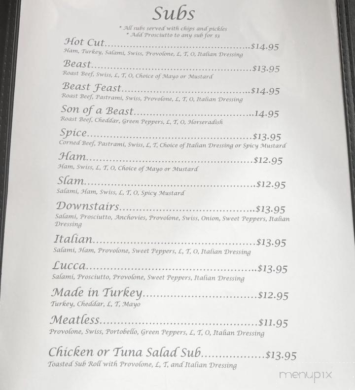 Chiocca's Downstairs - Richmond, VA menu_pic