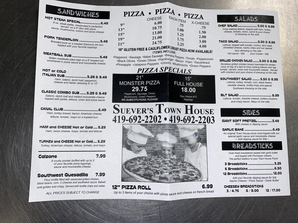 Suever's Town House Drive Thru - Delphos, OH menu_pic