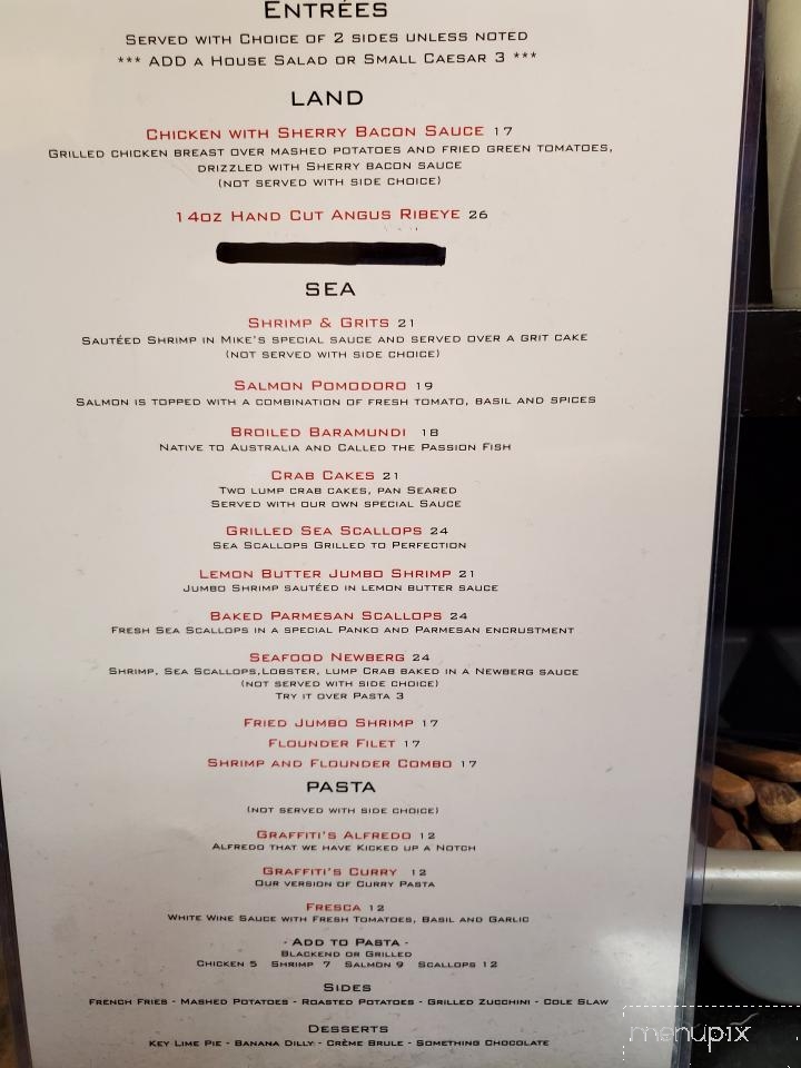 Graffiti's Restaurant - Lincolnton, NC menu_pic