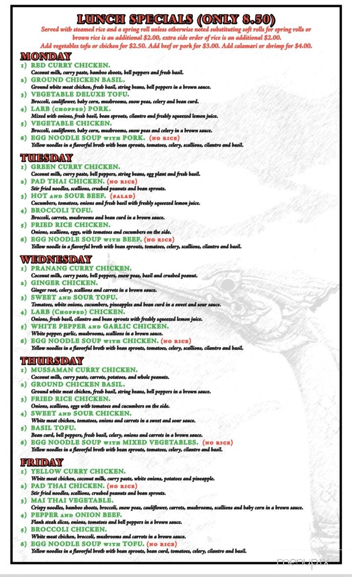 Thai Chiang Mai Restaurant - Greensboro, NC menu_pic