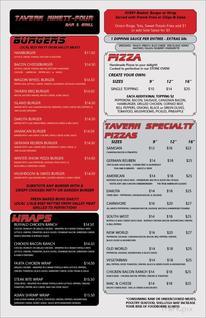 Tavern 94 - Valley City, ND menu_pic