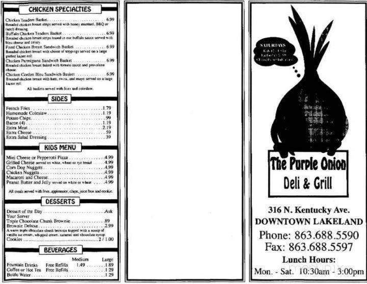 Purple Onion Deli-Grill - Lakeland, FL menu_pic