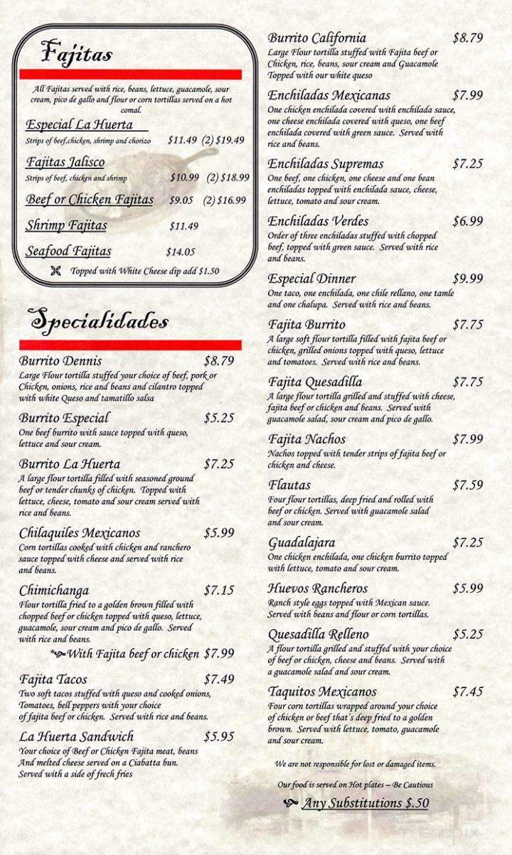 La Huerta - Fayetteville, AR menu_pic