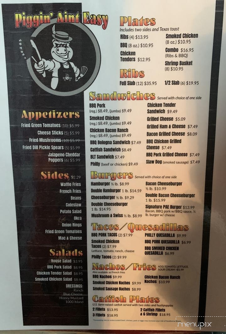 Piggin' Ain't Easy - Burlison, TN menu_pic