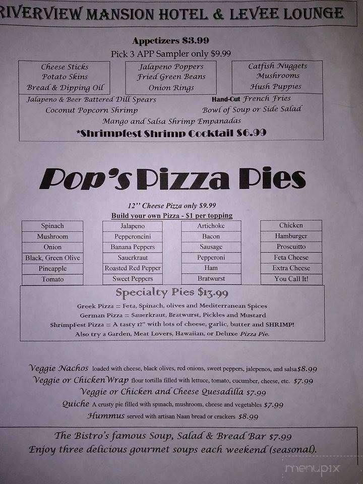 Riverview Mansion Hotel & The Levee Lounge - Golconda, IL menu_pic