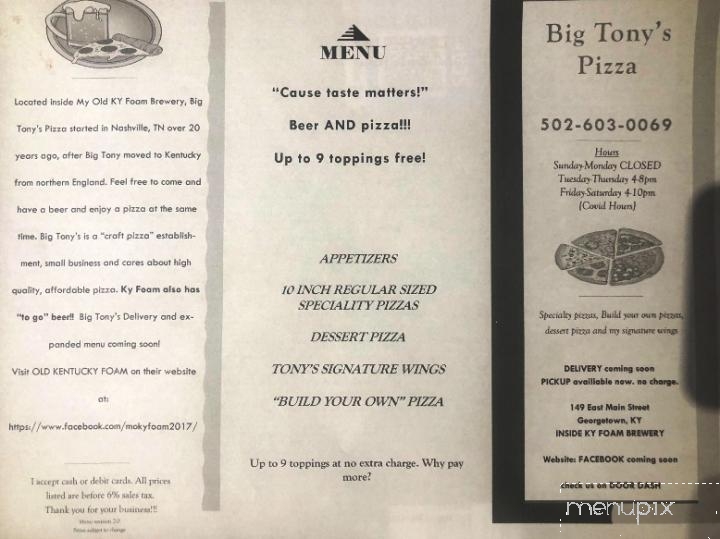 My Old Kentucky Foam - Georgetown, KY menu_pic