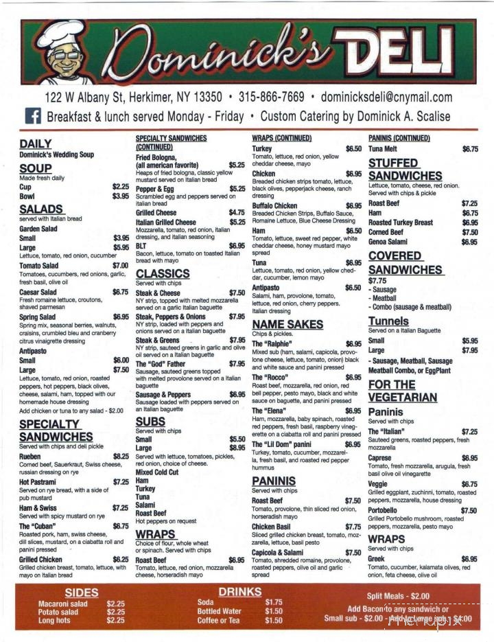Dominick's Deli - Herkimer, NY menu_pic