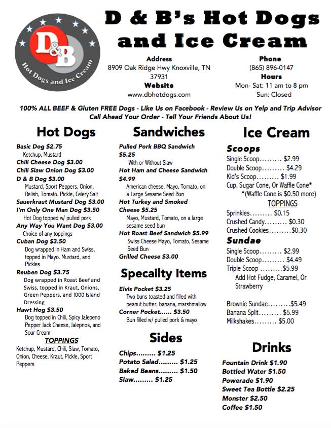 D & B Hot Dogs and Ice Cream - Knoxville, TN