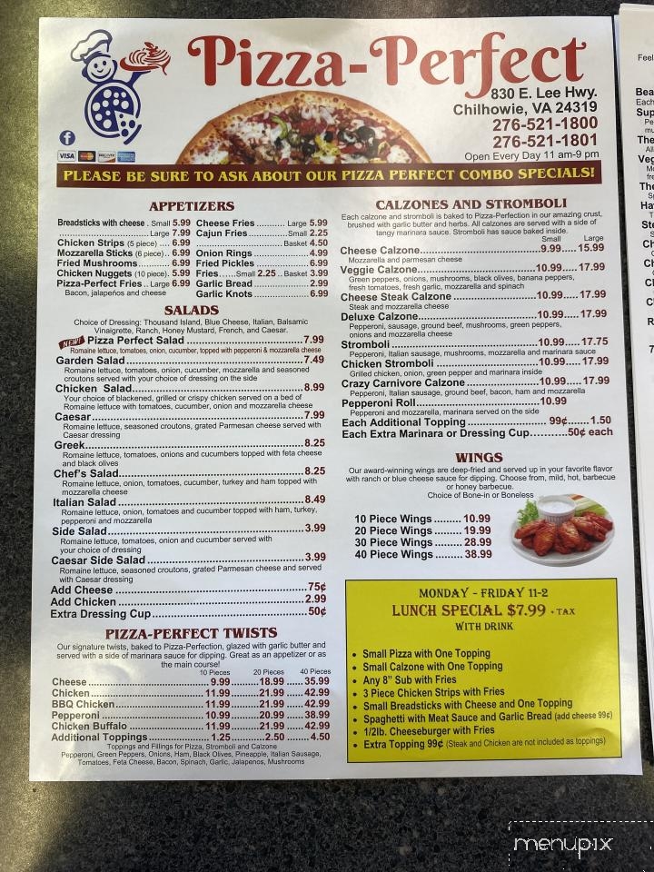 Pizza Perfect On Main - Marion, VA menu_pic