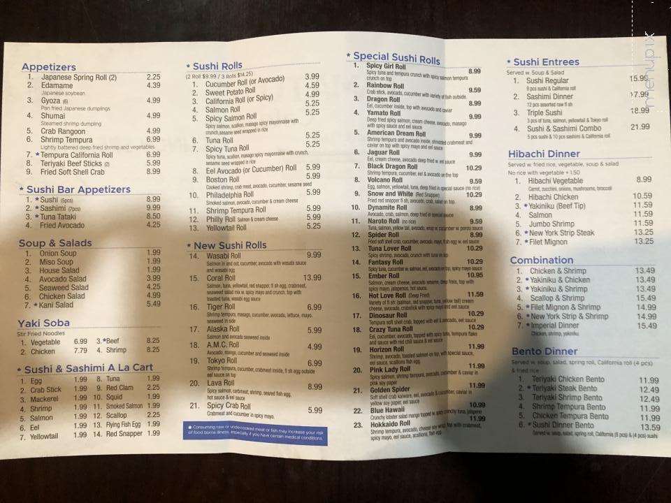 Yamato Cafe - Athens, TN menu_pic