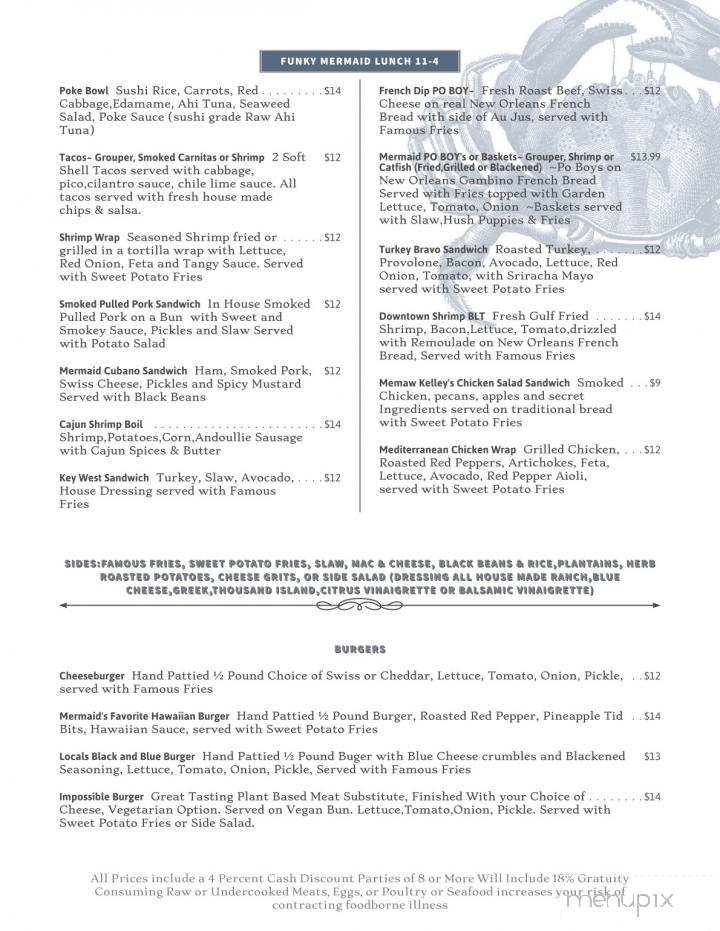 The Funky Mermaid Lounge - Panama City, FL menu_pic