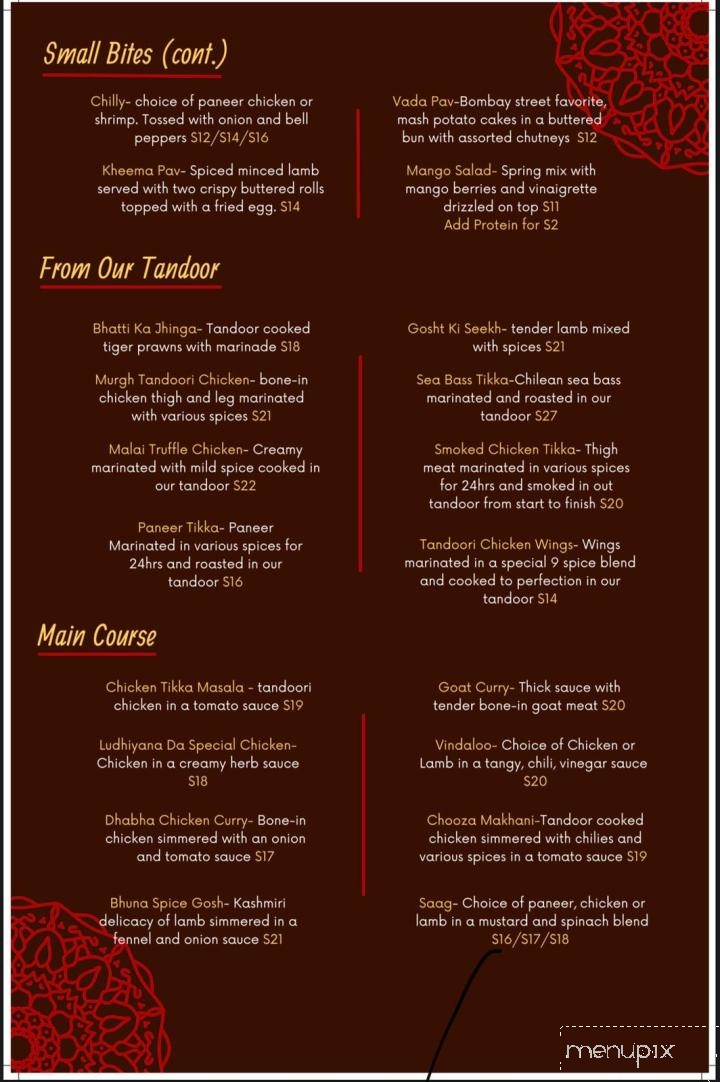 Spice Social - Fullerton, CA menu_pic