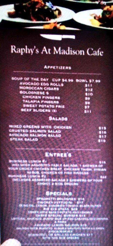 Raphy's Glatt Kosher Restaurant & Catering - Valley Ridge, CA menu_pic