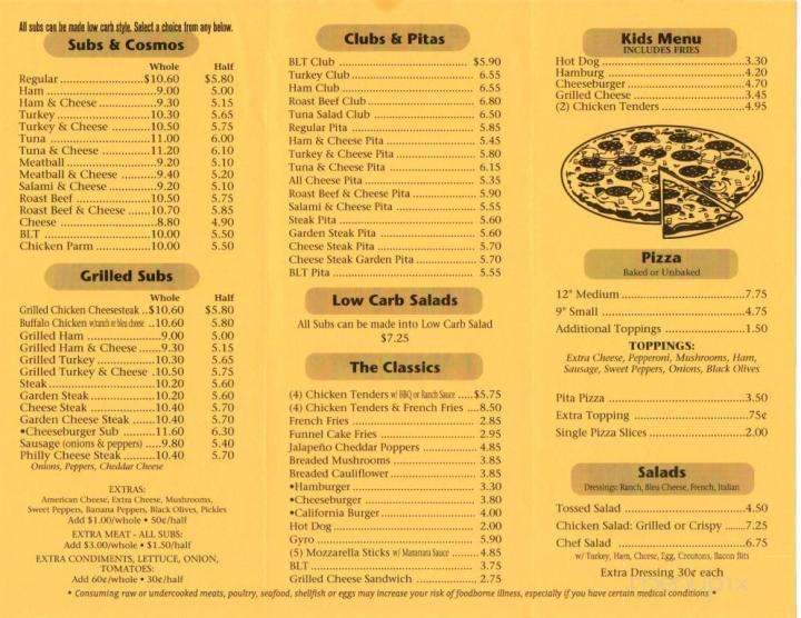Danville Sub Shop - Danville, PA menu_pic