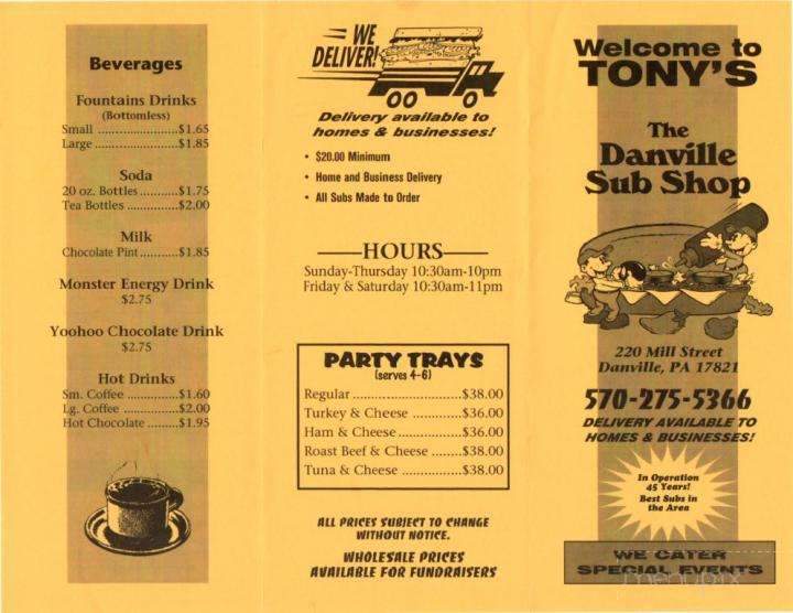 Danville Sub Shop - Danville, PA menu_pic