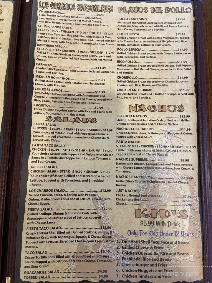 Los Charros - Petal, MS menu_pic